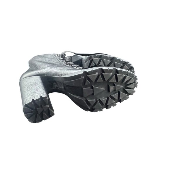 Schutz Zhara Lug Sole Boots Women’s 8.5 B Leather Black Lace Up Heeled - Picture 6 of 7